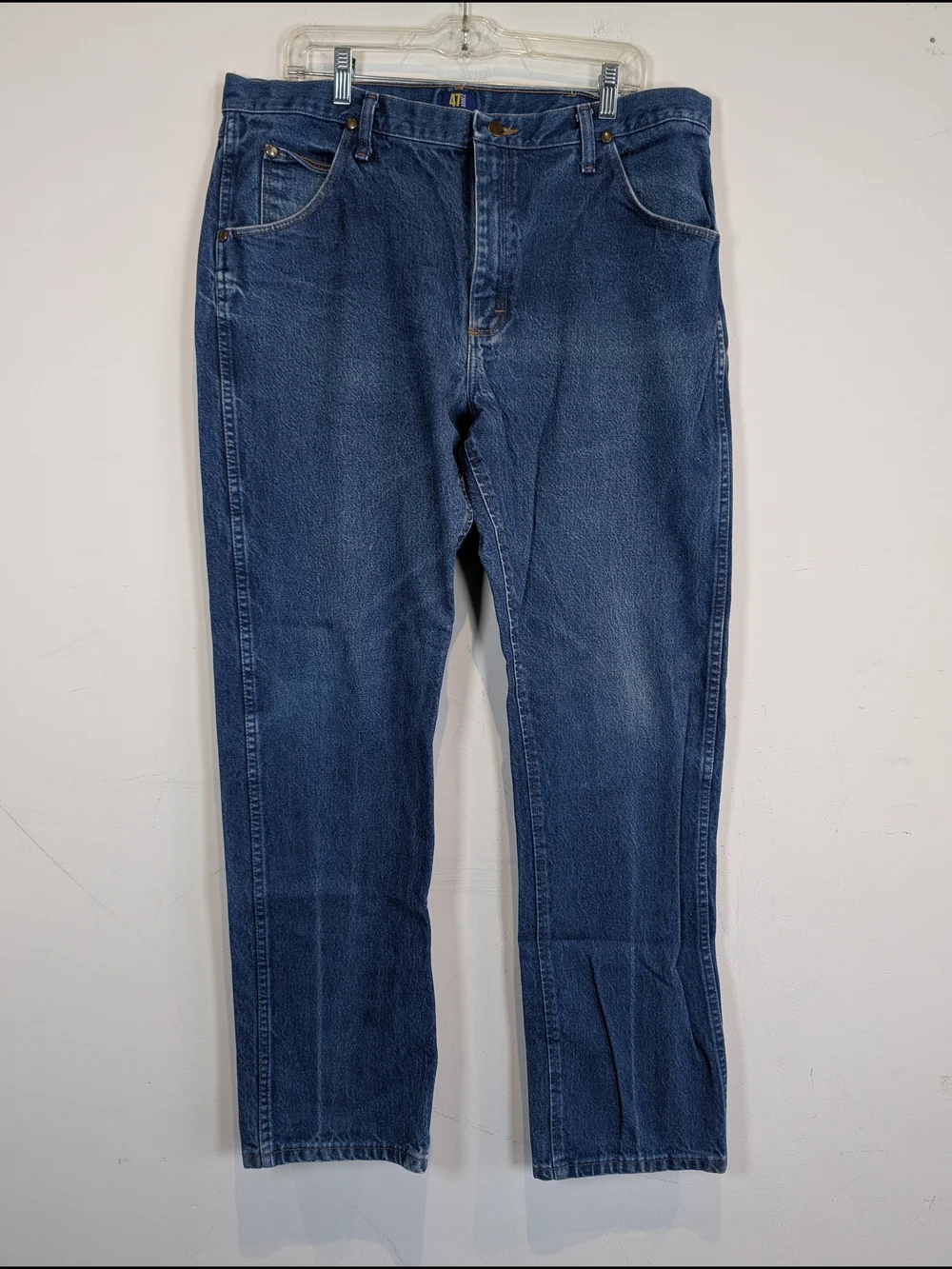 Wrangler 47 WMZ Blue Denim Jeans - Classic Straight Fit, Size 38x34